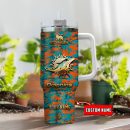 Miami Dolphins NFL Camouflage Golden Logo Custom Stanley Quencher 30oz-40oz Stainless Steel Tumbler Hot And Cold Tumbler