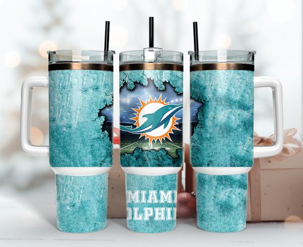 Miami Dolphins NFL Custom Stanley Quencher 30oz-40oz Stainless Steel Tumbler Hot And Cold Tumbler