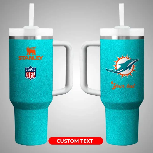 Miami Dolphins NFL Custom Stanley Quencher 30oz-40oz Stainless Steel