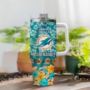 Miami Dolphins NFL Tropical Floral Custom Stanley Quencher 30oz-40oz Stainless Steel