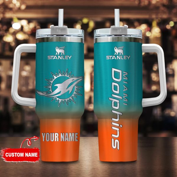 Miami Dolphins NFL Custom Stanley Quencher 30oz-40oz Stainless Steel Tumbler Hot And Cold Tumbler
