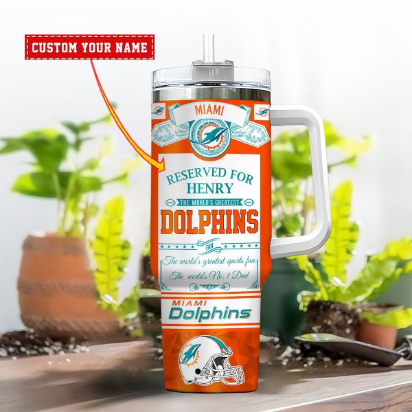 Miami Dolphins NFL Father's Day Custom Stanley Quencher 30oz-40oz Stainless Steel - Image 2