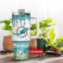 Miami Dolphins NFL Glitter Custom Stanley Quencher 30oz-40oz Stainless Steel Tumbler Hot And Cold Tumbler