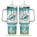 Miami Dolphins NFL Glitter Custom Stanley Quencher 30oz-40oz Stainless Steel Tumbler Hot And Cold Tumbler