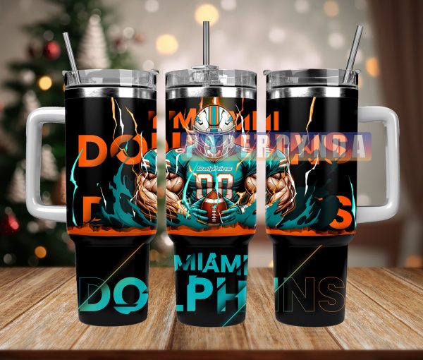 Miami Dolphins Custom Stanley Quencher 30oz-40oz Stainless Steel Tumbler Hot And Cold Tumbler