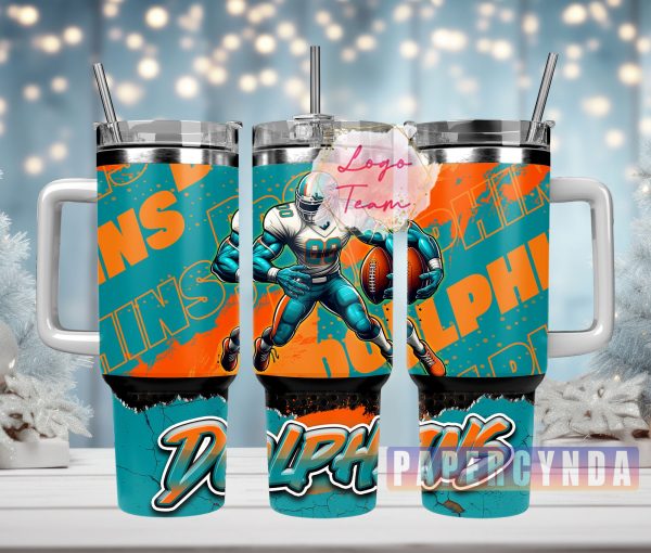 Miami Dolphins Custom Stanley Quencher 30oz-40oz Stainless Steel Tumbler Hot And Cold Tumbler
