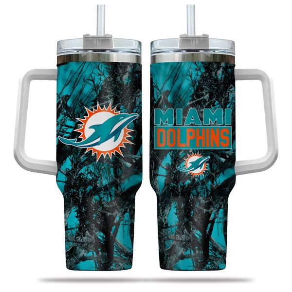 Miami Dolphins NFL Hunting Custom Stanley Quencher 30oz-40oz Stainless Steel Tumbler Hot And Cold Tumbler