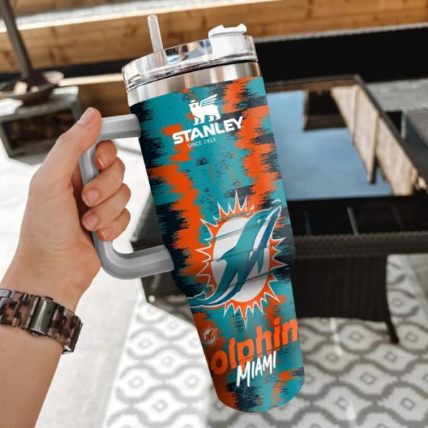 NFL Miami Dolphins Custom Stanley Quencher 30oz-40oz Stainless Steel Tumbler Hot And Cold Tumbler