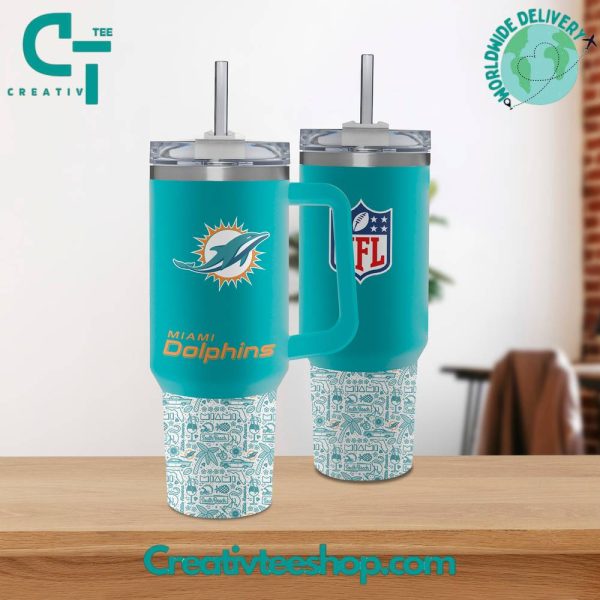 Miami Dolphins NFL Custom Stanley Quencher 30oz-40oz Stainless Steel Tumbler Hot And Cold Tumbler