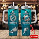 Miami Dolphins NFL Metal Style Custom Stanley Quencher 30oz-40oz Stainless Steel Tumbler Hot And Cold Tumbler