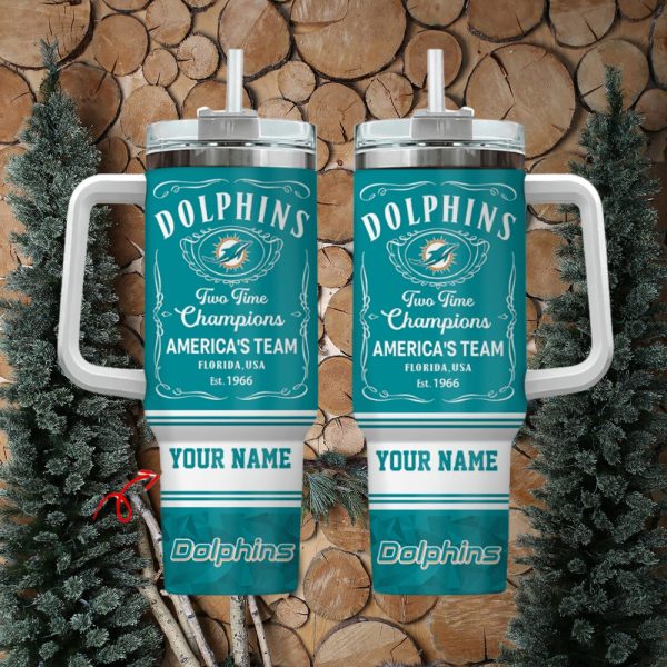 Miami Dolphins NFL Custom Stanley Quencher 30oz-40oz Stainless Steel Tumbler Hot And Cold Tumbler