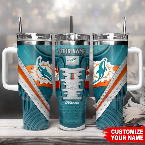Miami Dolphins NFL Sneaker Custom Stanley Quencher 30oz-40oz Stainless Steel Tumbler Hot And Cold Tumbler