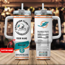 Miami Dolphins NFL Champion Claw Custom Stanley Quencher 30oz-40oz Stainless Steel Tumbler Hot And Cold Tumbler