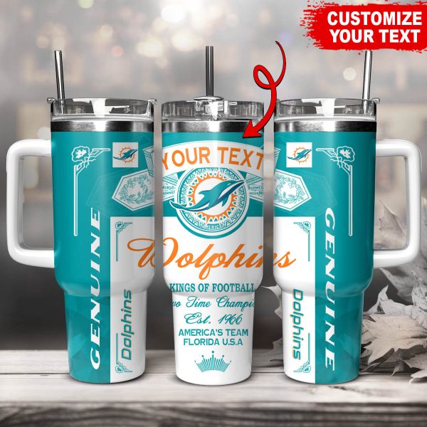 Miami Dolphins NFL Kings Of Football Custom Stanley Quencher 30oz-40oz Stainless Steel Tumbler Hot And Cold Tumbler