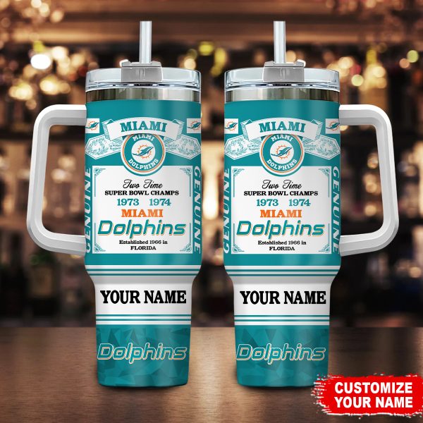 Miami Dolphins NFL Super Bowl Champs Pride Custom Stanley Quencher 30oz-40oz Stainless Steel Tumbler Hot And Cold Tumbler