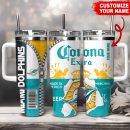 Miami Dolphins NFL Corona Extra Custom Stanley Quencher 30oz-40oz Stainless Steel Tumbler Hot And Cold Tumbler