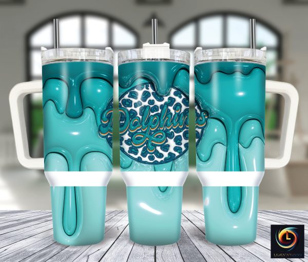 Miami Dolphins NFL Custom Stanley Quencher 30oz-40oz Stainless Steel Tumbler Hot And Cold Tumbler