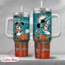 Miami Dolphins NFL Mickey Mouse Glitter Custom Stanley Quencher 30oz-40oz Stainless Steel Tumbler Hot And Cold Tumbler