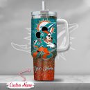 Miami Dolphins NFL Mickey Mouse Glitter Custom Stanley Quencher 30oz-40oz Stainless Steel Tumbler Hot And Cold Tumbler