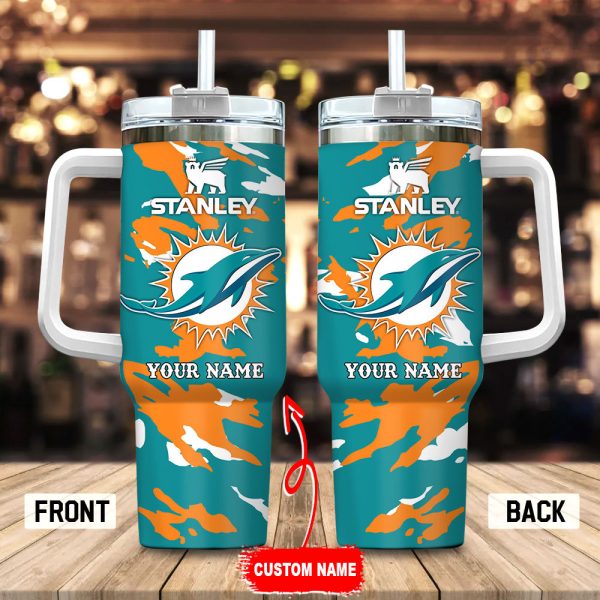 Miami Dolphins NFL Custom Stanley Quencher 30oz-40oz Stainless Steel Tumbler Hot And Cold Tumbler