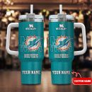 Miami Dolphins NFL 3D Logo Custom Stanley Quencher 30oz-40oz Stainless Steel Tumbler Hot And Cold Tumbler
