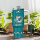 Miami Dolphins NFL 3D Logo Custom Stanley Quencher 30oz-40oz Stainless Steel Tumbler Hot And Cold Tumbler