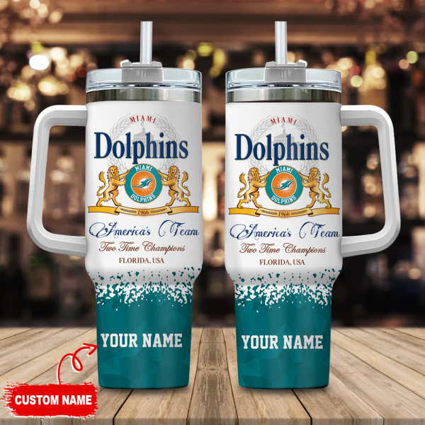 Miami Dolphins NFL Champions Modelo Custom Stanley Quencher 30oz-40oz Stainless Steel Tumbler Hot And Cold Tumbler