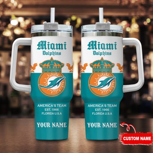 Miami Dolphins NFL Corona Extra Custom Stanley Quencher 30oz-40oz Stainless Steel Tumbler Hot And Cold Tumbler