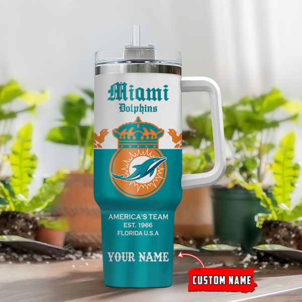 Miami Dolphins NFL Corona Extra Custom Stanley Quencher 30oz-40oz Stainless Steel Tumbler Hot And Cold Tumbler - Image 2