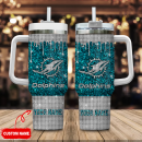 Miami Dolphins NFL Glitter and Diamonds Bling Custom Stanley Quencher 30oz-40oz Stainless Steel Tumbler Hot And Cold Tumbler