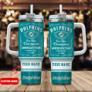 Miami Dolphins NFL Custom Stanley Quencher 30oz-40oz Stainless Steel Tumbler Hot And Cold Tumbler