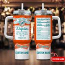 Miami Dolphins NFL Nutrition Facts Custom Stanley Quencher 30oz-40oz Stainless Steel Tumbler Hot And Cold Tumbler