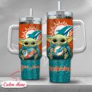 NFL Miami Dolphins Baby Yoda Custom Stanley Quencher 30oz-40oz Stainless Steel Tumbler Hot And Cold Tumbler