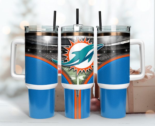 Miami Dolphins NFL Custom Stanley Quencher 30oz-40oz Stainless Steel Tumbler Hot And Cold Tumbler