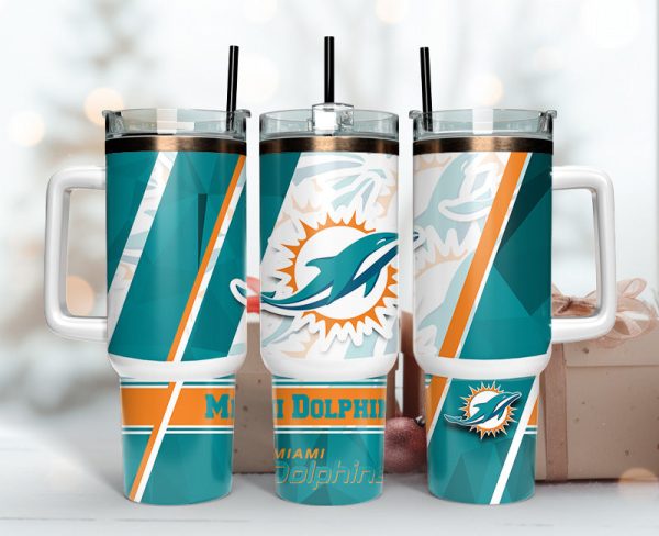 Miami Dolphins NFL Custom Stanley Quencher 30oz-40oz Stainless Steel Tumbler Hot And Cold Tumbler