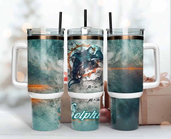 Miami Dolphins NFL Custom Stanley Quencher 30oz-40oz Stainless Steel Tumbler Hot And Cold Tumbler