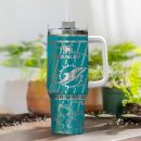 Miami Dolphins NFL Silver Custom Stanley Quencher 30oz-40oz Stainless Steel Tumbler Hot And Cold Tumbler