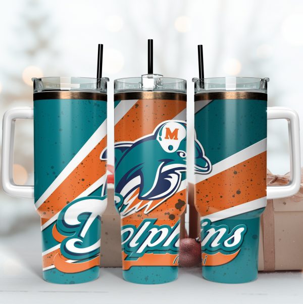 Miami Dolphins NFL Custom Stanley Quencher 30oz-40oz Stainless Steel Tumbler Hot And Cold Tumbler