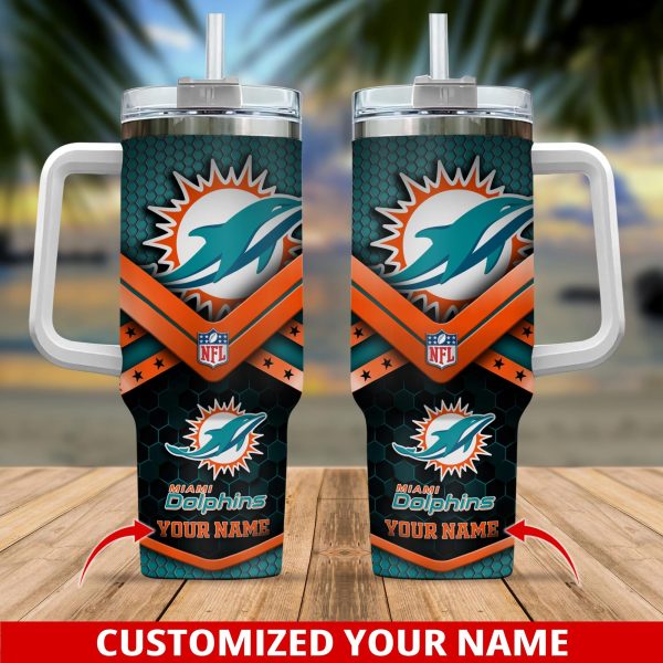 Miami Dolphins NFL Custom Stanley Quencher 30oz-40oz Stainless Steel Tumbler Hot And Cold Tumbler