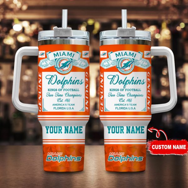 Miami Dolphins NFL Custom Stanley Quencher 30oz-40oz Stainless Steel Tumbler Hot And Cold Tumbler