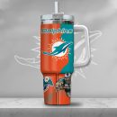 NFL Miami Dolphins Gangster Skeleton Custom Stanley Quencher 30oz-40oz Stainless Steel Tumbler Hot And Cold Tumbler