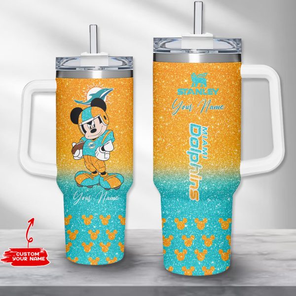 Miami Dolphins NFL Custom Stanley Quencher 30oz-40oz Stainless Steel Tumbler Hot And Cold Tumbler