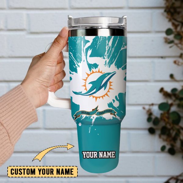Miami Dolphins Football NFL Sport Custom Stanley Quencher 30oz-40oz Stainless Steel Tumbler Hot And Cold Tumbler - Image 2