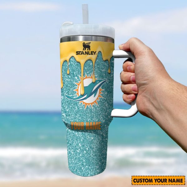 NFL Miami Dolphins Custom Stanley Quencher 30oz-40oz Stainless Steel Tumbler Hot And Cold Tumbler