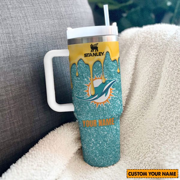 NFL Miami Dolphins Custom Stanley Quencher 30oz-40oz Stainless Steel Tumbler Hot And Cold Tumbler - Image 2
