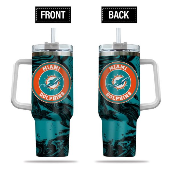Miami Dolphins NFL Custom Stanley Quencher 30oz-40oz Stainless Steel Tumbler Hot And Cold Tumbler