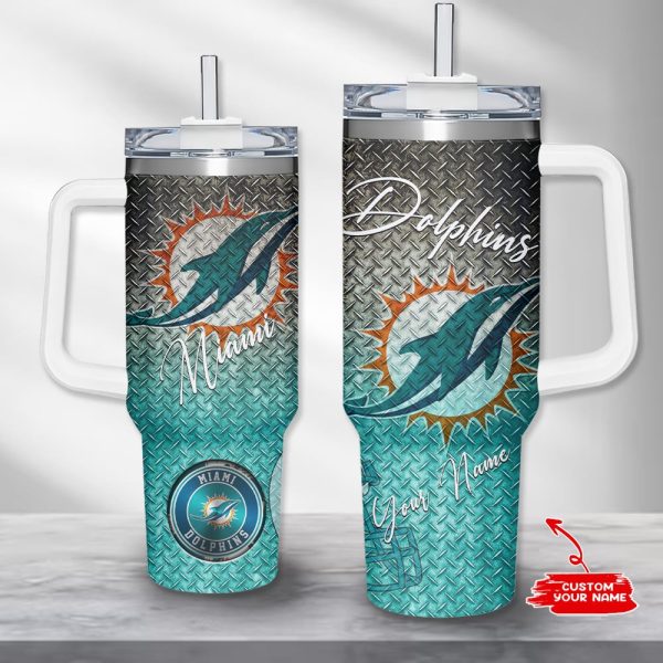 Miami Dolphins NFL Custom Stanley Quencher 30oz-40oz Stainless Steel Tumbler Hot And Cold Tumbler