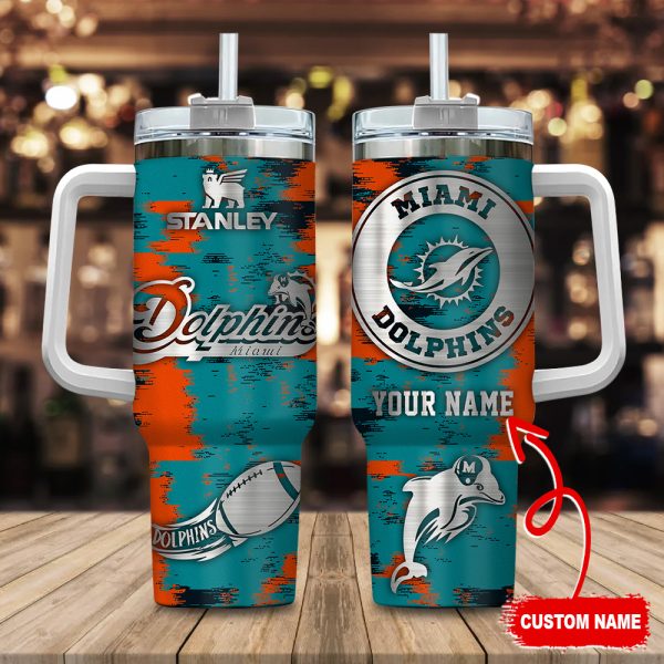 Miami Dolphins NFL Custom Stanley Quencher 30oz-40oz Stainless Steel Tumbler Hot And Cold Tumbler