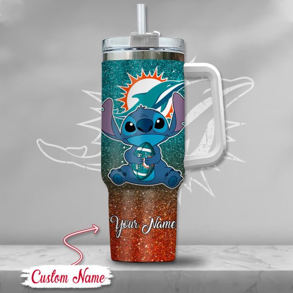 Miami Dolphins NFL Custom Stanley Quencher 30oz-40oz Stainless Steel Tumbler Hot And Cold Tumbler - Image 2