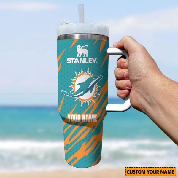 Miami Dolphins NFL Custom Stanley Quencher 30oz-40oz Stainless Steel Tumbler Hot And Cold Tumbler